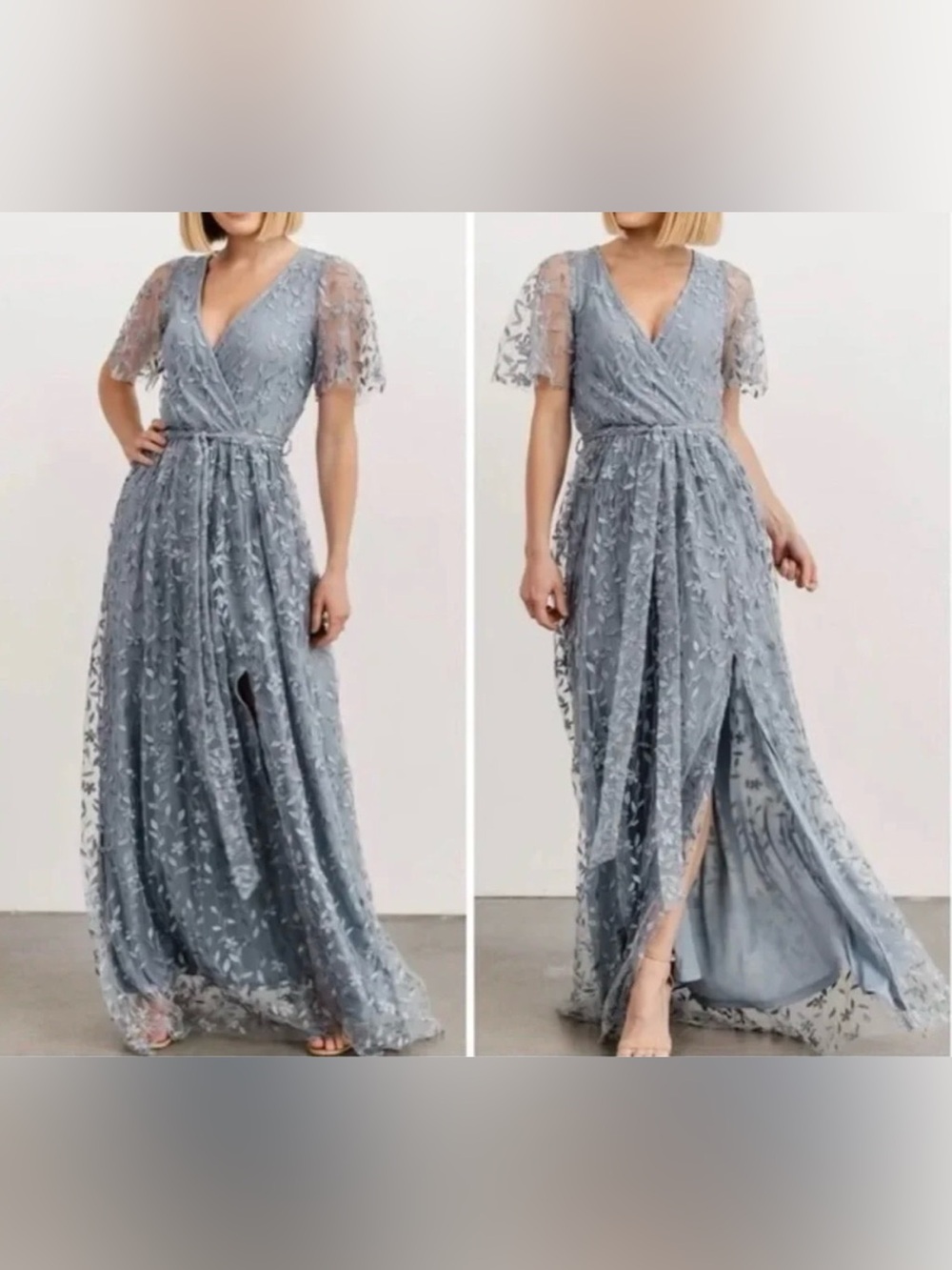 Baltic Born Marseille Embossed Maxi Dress - dusty blue - Large